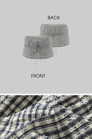 DreamyNerd Gingham Off-Shoulder Top and Skirt Set