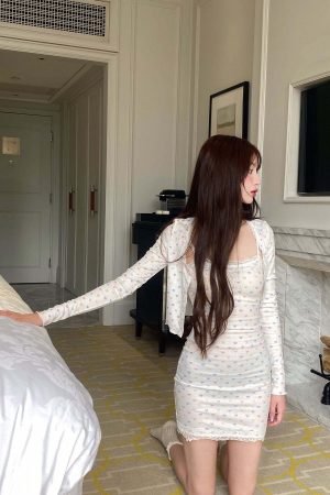 DreamyNerd Heart Knit Cardigan & Camisole Dress Set