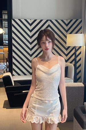 DreamyNerd Lace Hem Ruffle Mini Skirt