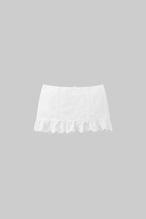 DreamyNerd Lace Hem Ruffle Mini Skirt