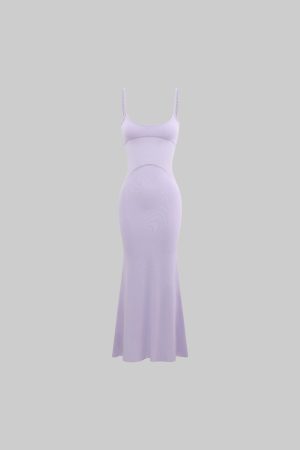 DreamyNerd Lavender Sheer Contour Maxi Dress