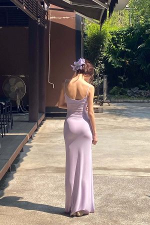 DreamyNerd Lavender Sheer Contour Maxi Dress