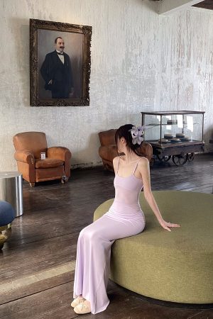 DreamyNerd Lavender Sheer Contour Maxi Dress