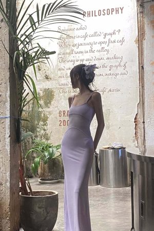 DreamyNerd Lavender Sheer Contour Maxi Dress
