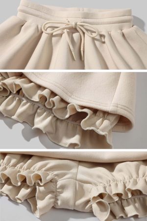 DreamyNerd Layered Ruffle Hem Mini Skirt