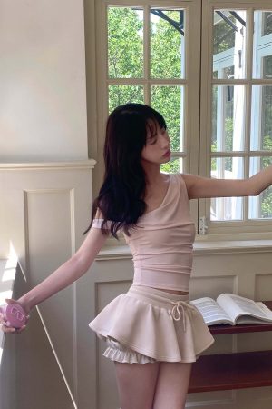 DreamyNerd Layered Ruffle Hem Mini Skirt