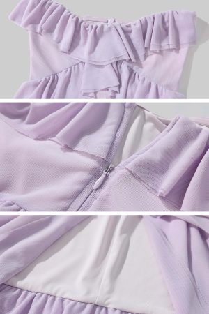 DreamyNerd Mesh Cascade Ruffle Gown