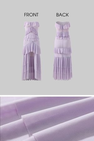 DreamyNerd Mesh Cascade Ruffle Gown