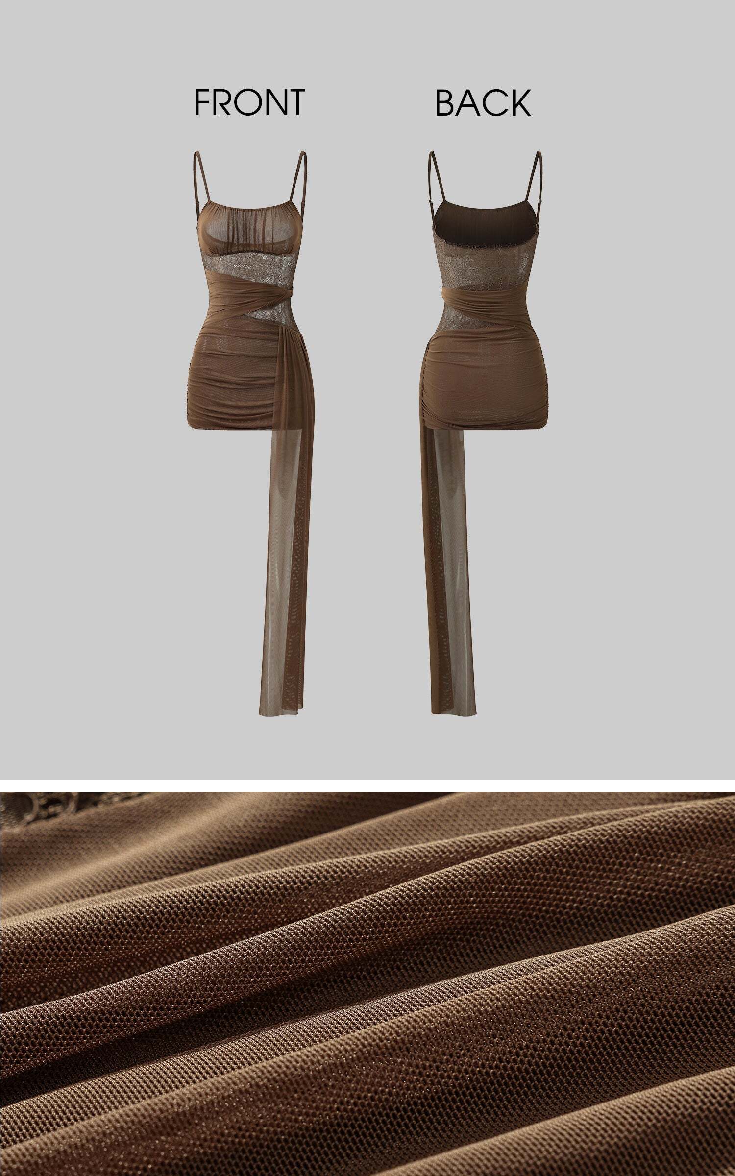 DreamyNerd Mesh Draped Lace Mini Dress with Asymmetric Overlay and Sheer Bodice DreamyNerd Mesh Draped Lace Mini Dress with Asymmetric Overlay and Sheer Bodice