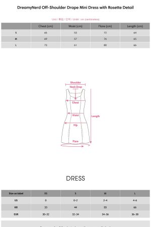 DreamyNerd Off-Shoulder Drape Mini Dress with Rosette Detail