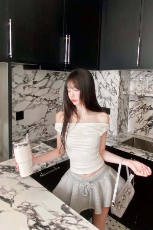 DreamyNerd Off-Shoulder Draped Knit Top