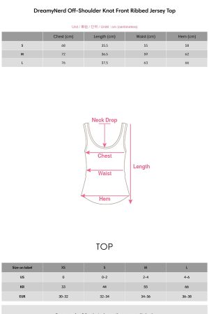 DreamyNerd Off-Shoulder Knot Front Ribbed Jersey Top