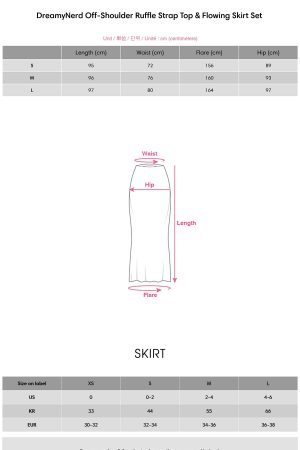 DreamyNerd Off-Shoulder Ruffle Strap Top & Flowing Skirt Set