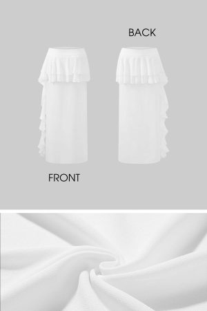 DreamyNerd Off-Shoulder Ruffle Strap Top & Flowing Skirt Set