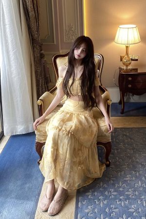 DreamyNerd Off-Shoulder Top & Tiered Skirt Set