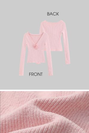 DreamyNerd Rosebud Knit Ribbed Top