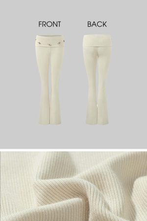 DreamyNerd Rosette Flared Knit Pants