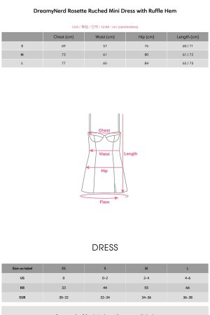 DreamyNerd Rosette Ruched Mini Dress with Ruffle Hem