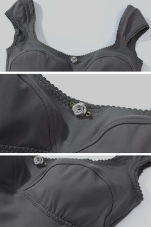 DreamyNerd Rosette Trim Fitted Cap Sleeve Top