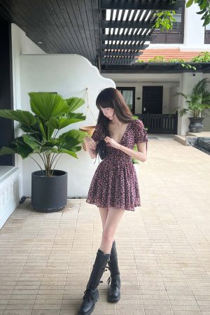 DreamyNerd Rosy Bloom Mini Dress