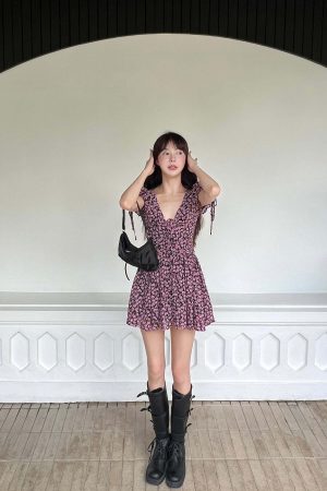DreamyNerd Rosy Bloom Mini Dress