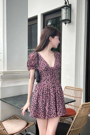 DreamyNerd Rosy Bloom Mini Dress