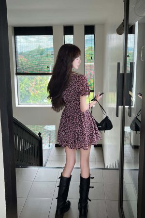 DreamyNerd Rosy Bloom Mini Dress