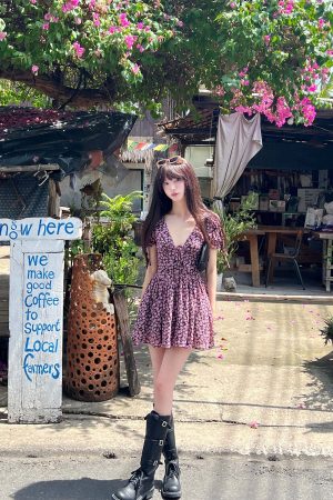 DreamyNerd Rosy Bloom Mini Dress