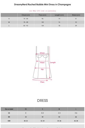 DreamyNerd Ruched Bubble Mini Dress in Champagne