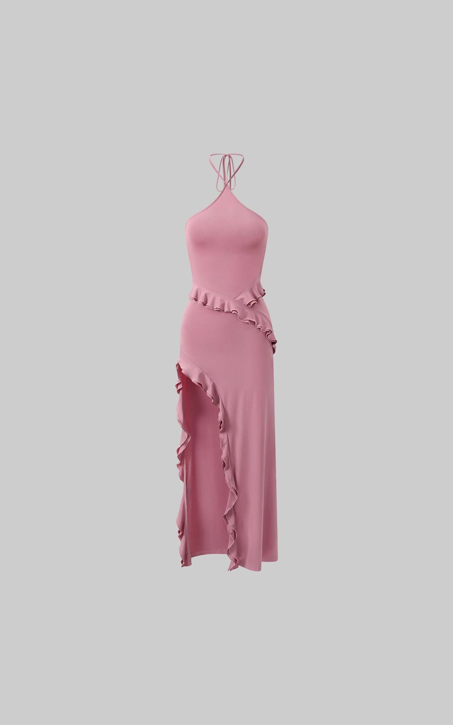 DreamyNerd Ruffle Cutout Halter Maxi Dress DreamyNerd Ruffle Cutout Halter Maxi Dress