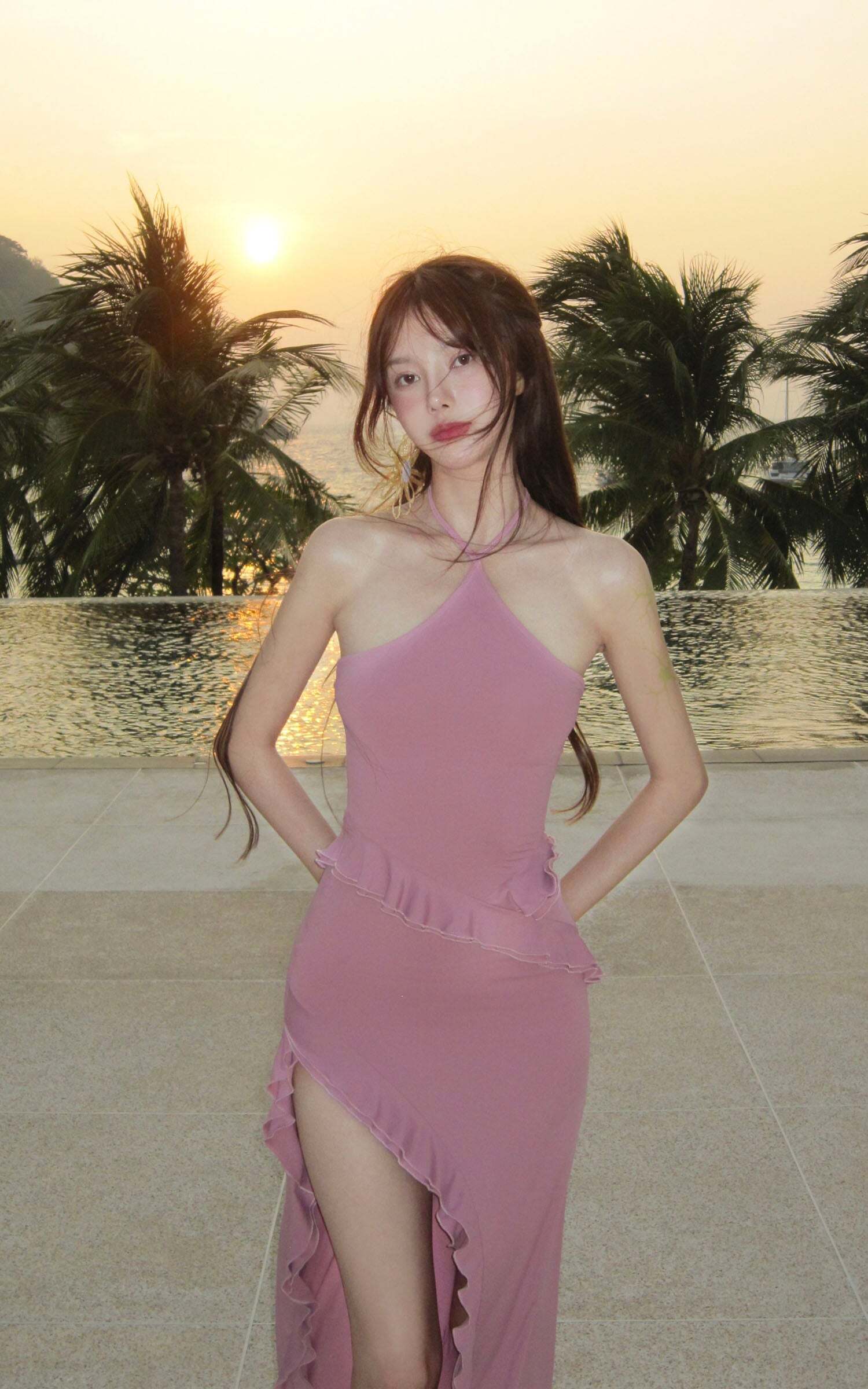 DreamyNerd Ruffle Cutout Halter Maxi Dress DreamyNerd Ruffle Cutout Halter Maxi Dress