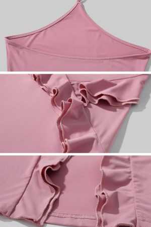 DreamyNerd Ruffle Cutout Halter Maxi Dress