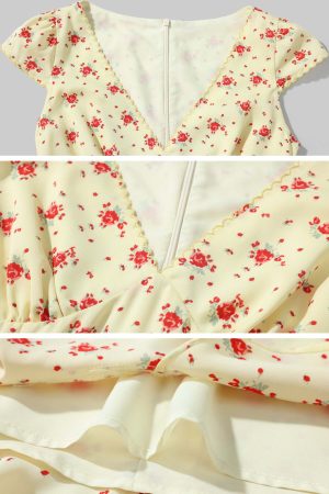 DreamyNerd Ruffle Hem Floral Mini Dress