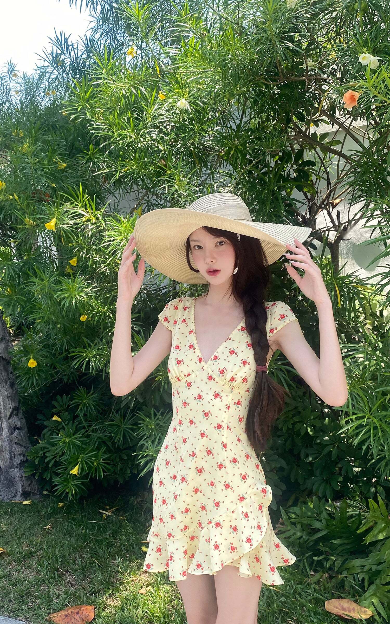 DreamyNerd Ruffle Hem Floral Mini Dress DreamyNerd Ruffle Hem Floral Mini Dress