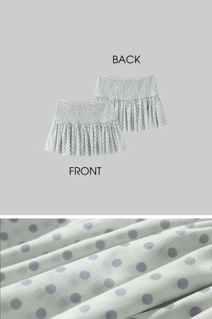 DreamyNerd Ruffled Dot Mesh Mini Skirt