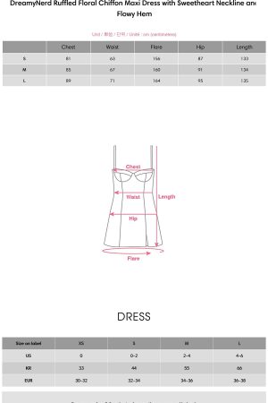 DreamyNerd Ruffled Floral Chiffon Maxi Dress with Sweetheart Neckline and Flowy Hem