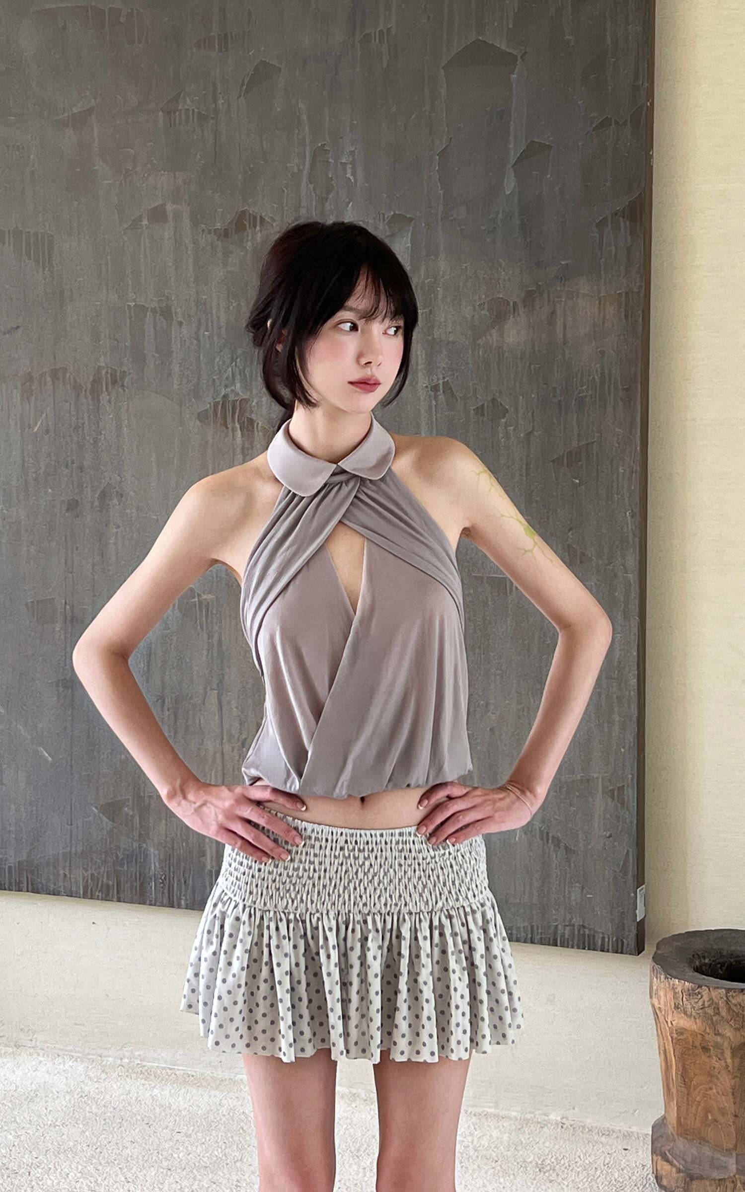 DreamyNerd Soft Halter Collar Top DreamyNerd Soft Halter Collar Top