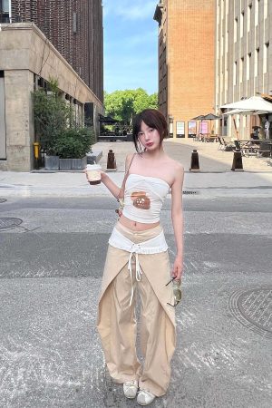 DreamyNerd Statement Ruffle-Waist Wide-Leg Layered Pants