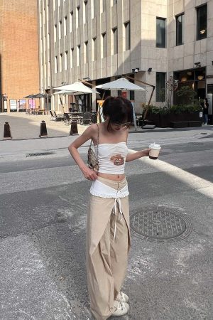 DreamyNerd Statement Ruffle-Waist Wide-Leg Layered Pants