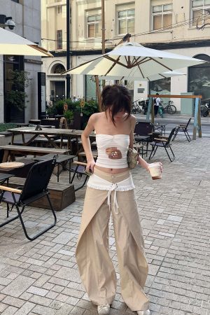 DreamyNerd Statement Ruffle-Waist Wide-Leg Layered Pants