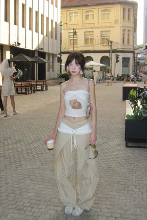 DreamyNerd Statement Ruffle-Waist Wide-Leg Layered Pants