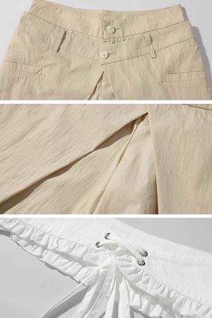 DreamyNerd Statement Ruffle-Waist Wide-Leg Layered Pants