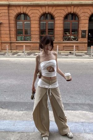 DreamyNerd Statement Ruffle-Waist Wide-Leg Layered Pants