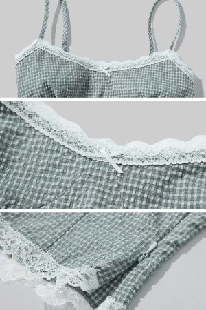 DreamyNerd Sweet Check Lace Set