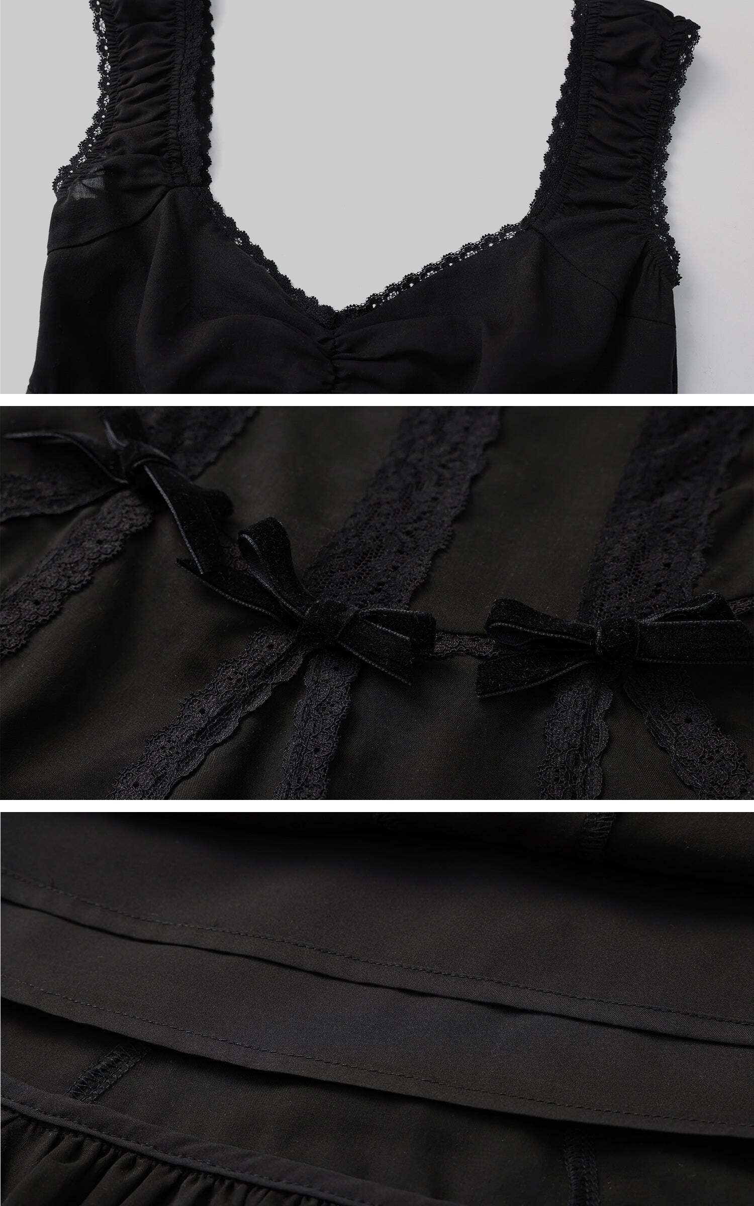 DreamyNerd Velvet Bow Lace Mini Dress DreamyNerd Velvet Bow Lace Mini Dress