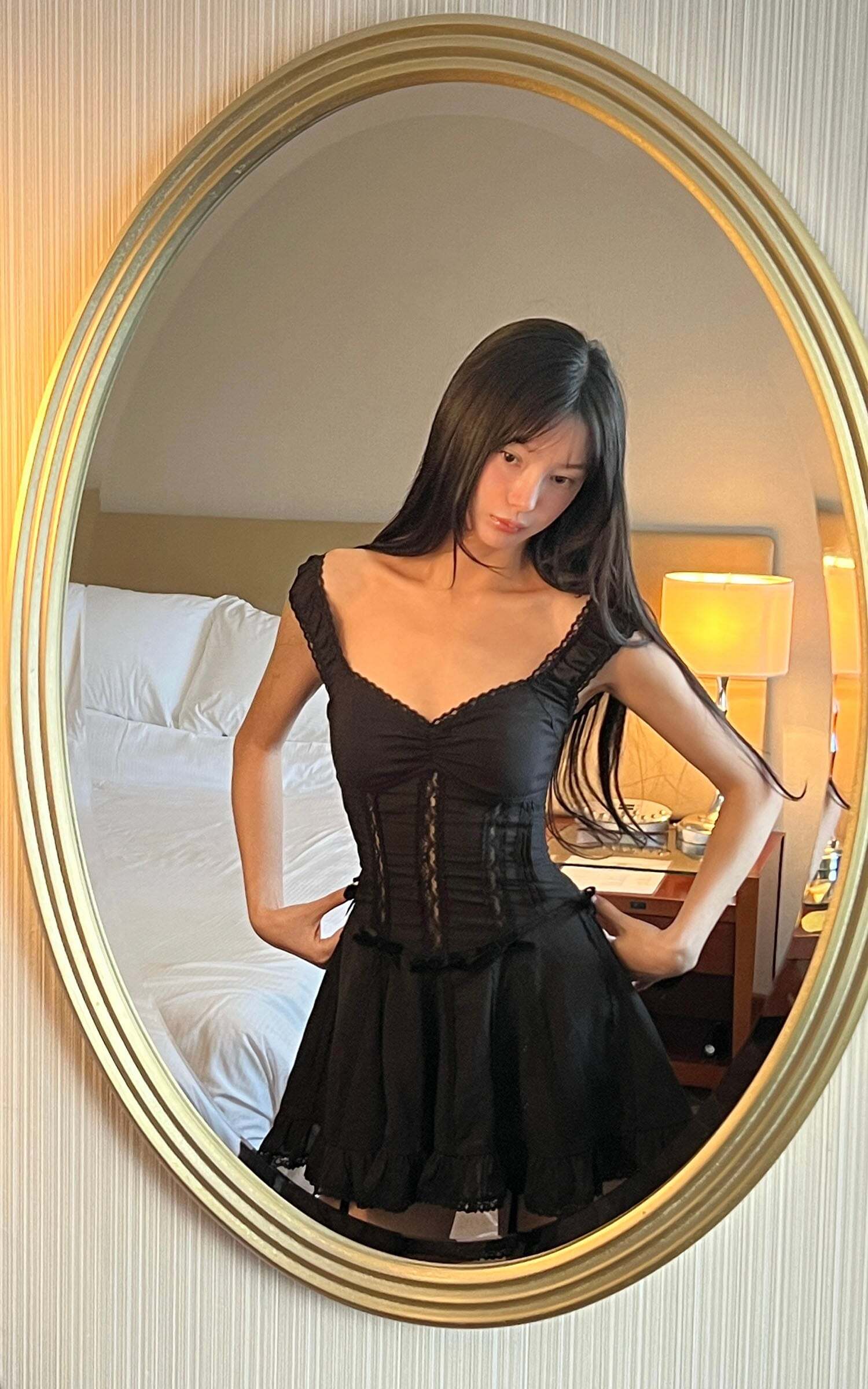 DreamyNerd Velvet Bow Lace Mini Dress DreamyNerd Velvet Bow Lace Mini Dress