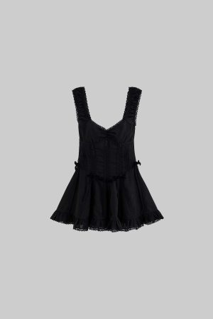 DreamyNerd Velvet Bow Lace Mini Dress