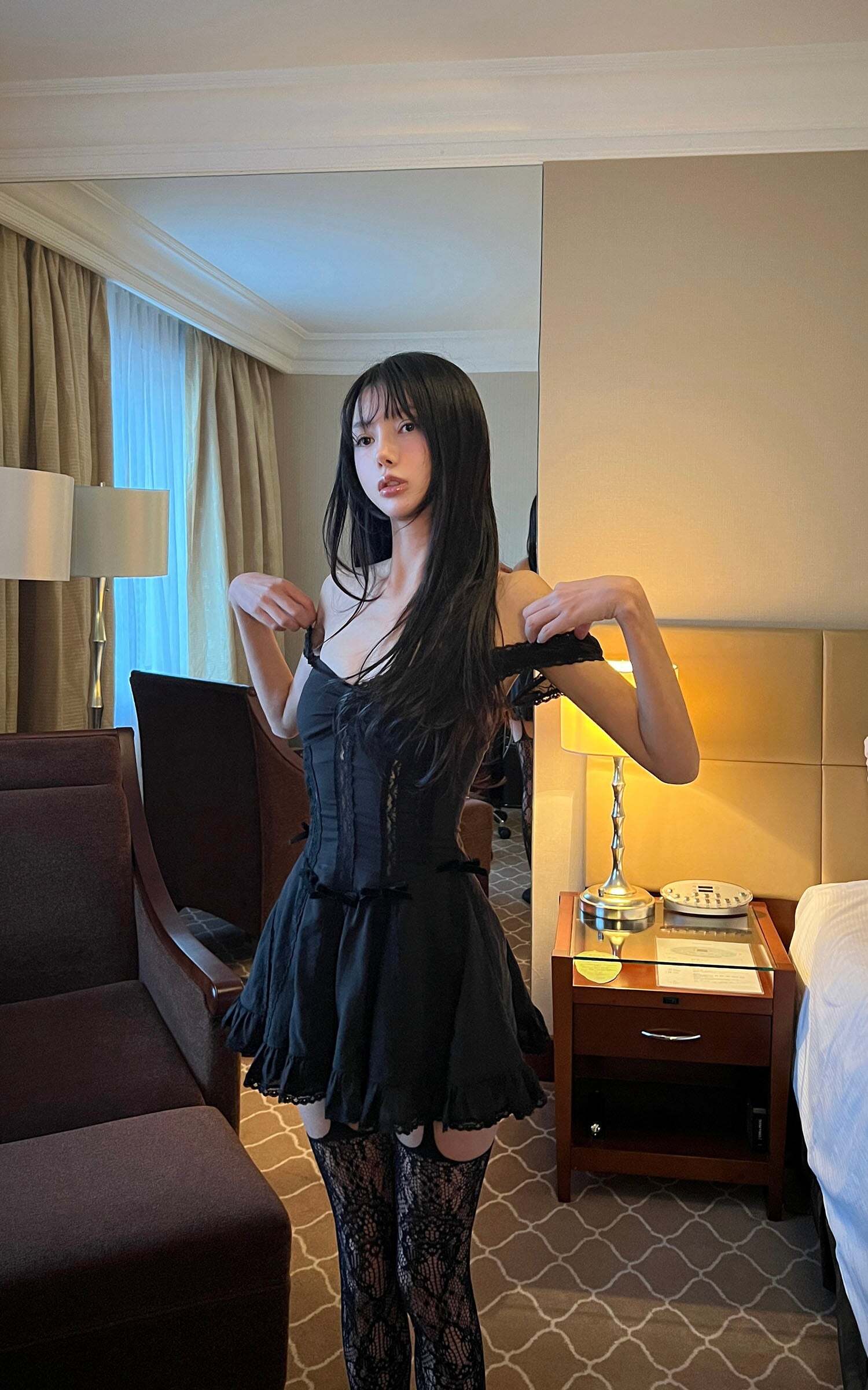 DreamyNerd Velvet Bow Lace Mini Dress DreamyNerd Velvet Bow Lace Mini Dress