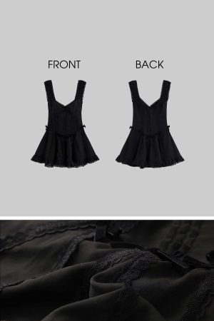 DreamyNerd Velvet Bow Lace Mini Dress