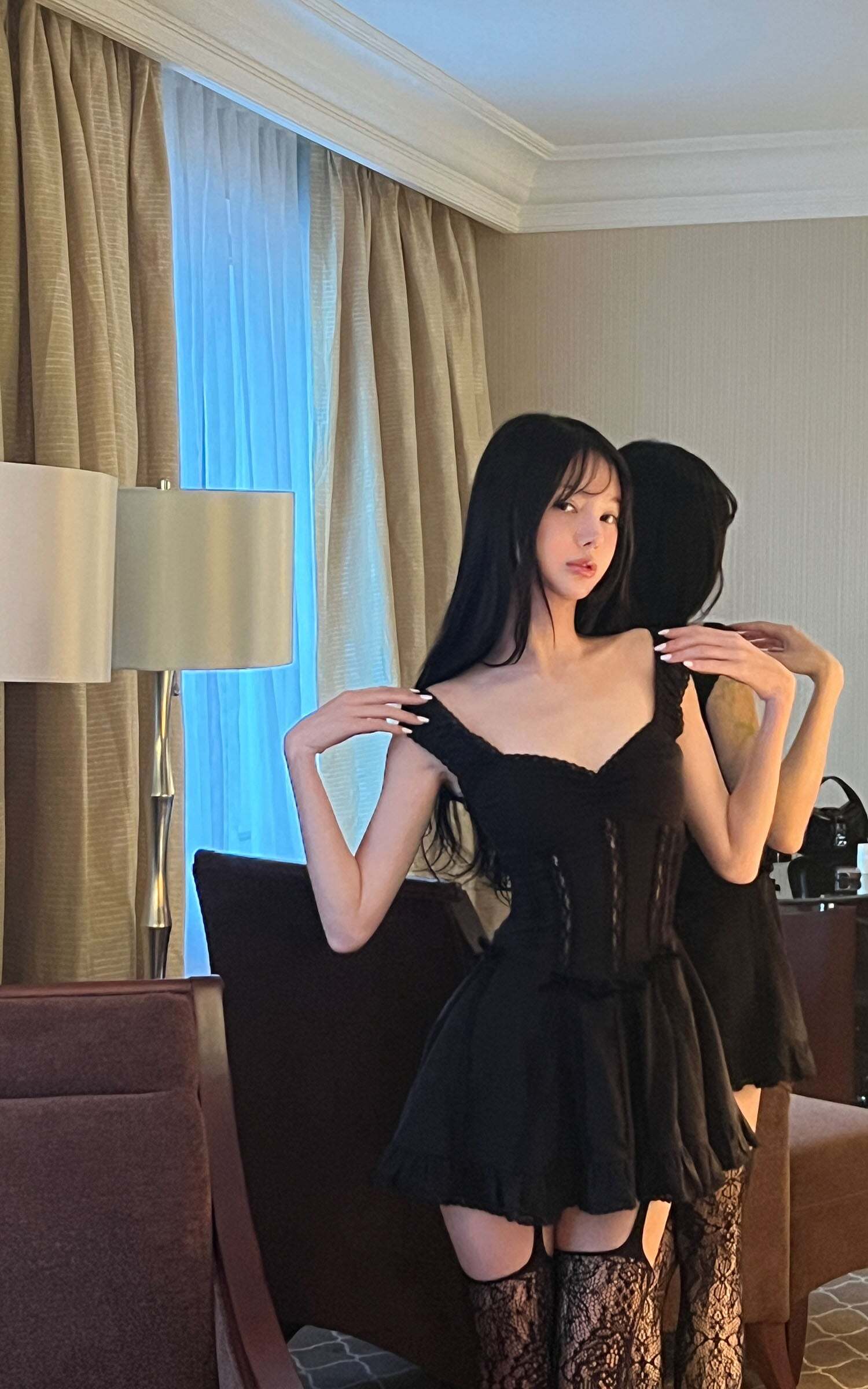 DreamyNerd Velvet Bow Lace Mini Dress DreamyNerd Velvet Bow Lace Mini Dress